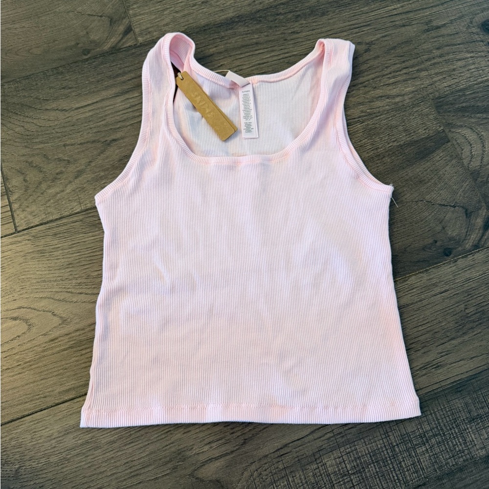 SKIMS Light Pink Ribbed Tank Top